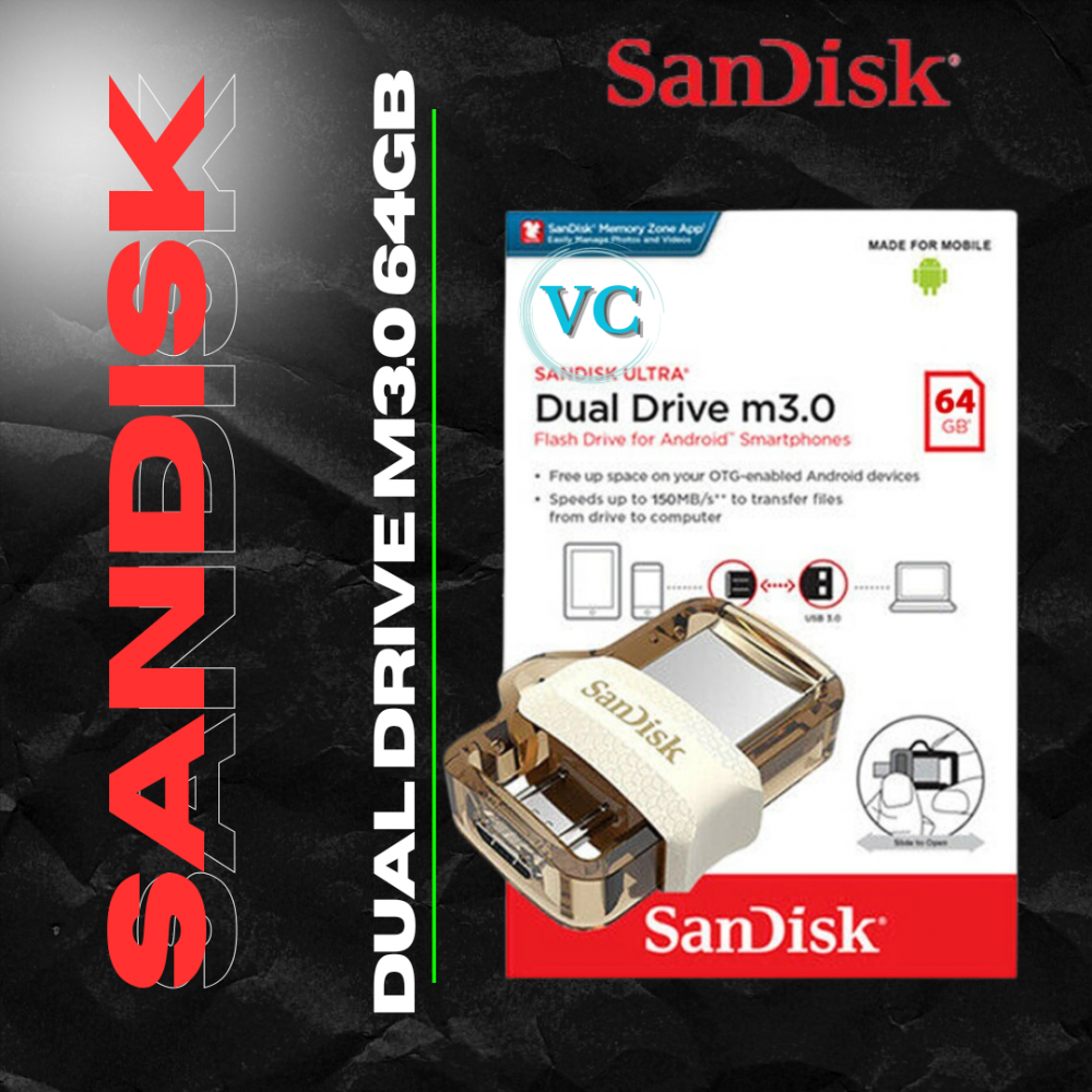 Sandisk Ultra Dual Drive m3.0 64GB Flashdisk OTG